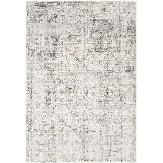 Gray and Ivory Abstract Distressed Area Rug Photo 4