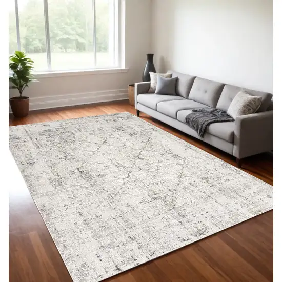 Gray And Ivory Abstract Dhurrie Area Rug Photo 1