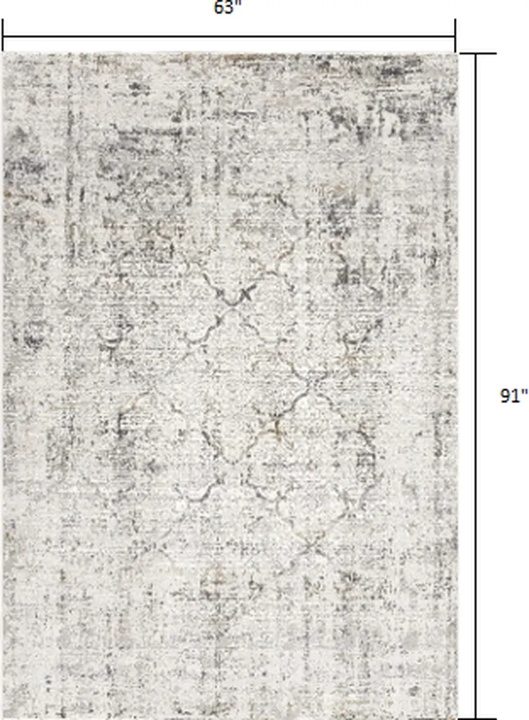 Gray and Ivory Abstract Distressed Area Rug Photo 2
