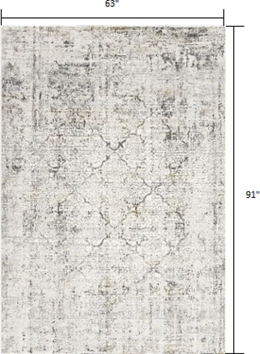 Gray and Ivory Abstract Distressed Area Rug Photo 2