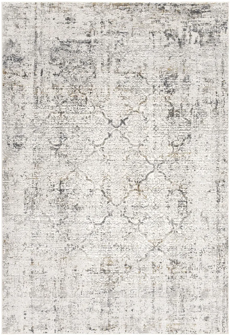Gray and Ivory Abstract Distressed Area Rug Photo 5