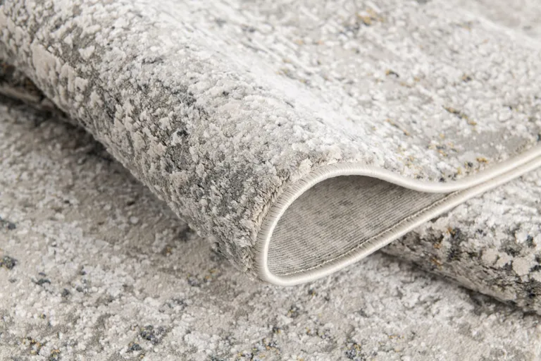 Gray and Ivory Abstract Distressed Area Rug Photo 3