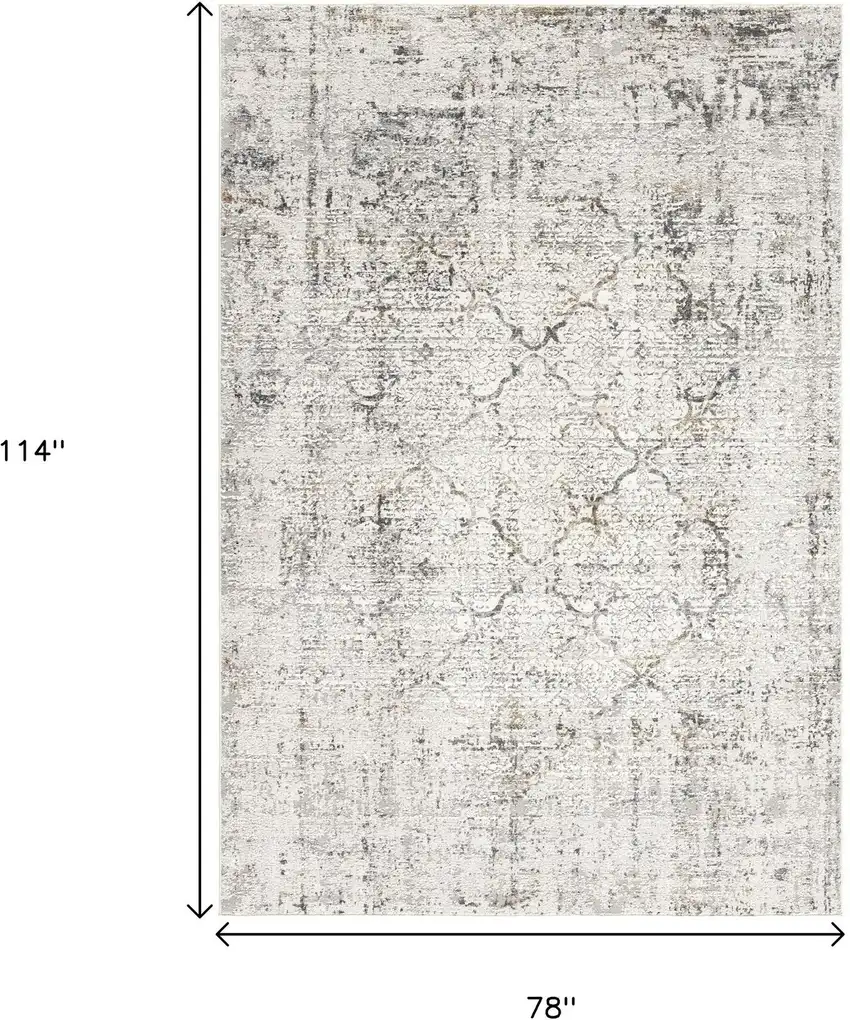 Gray and Ivory Abstract Area Rug Photo 3