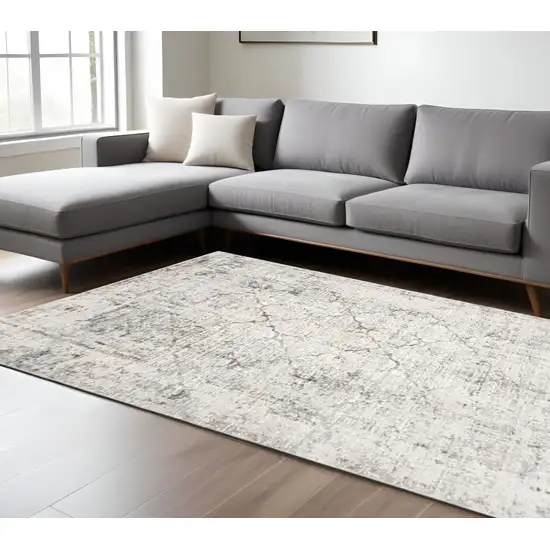 Gray and Ivory Abstract Area Rug Photo 1