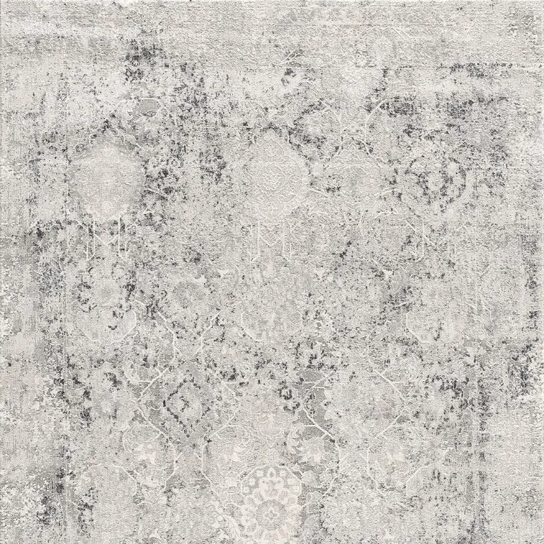 Gray and Ivory Abstract Distressed Area Rug Photo 3