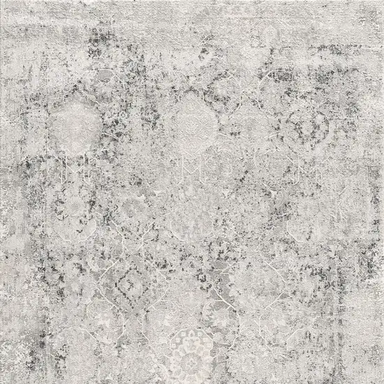 Gray and Ivory Abstract Area Rug Photo 5