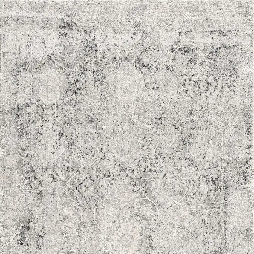 Gray and Ivory Abstract Area Rug Photo 5