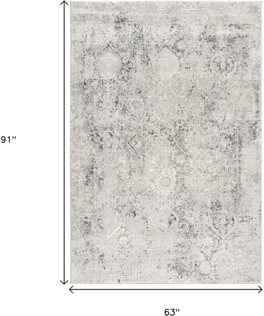 Gray and Ivory Abstract Area Rug Photo 3