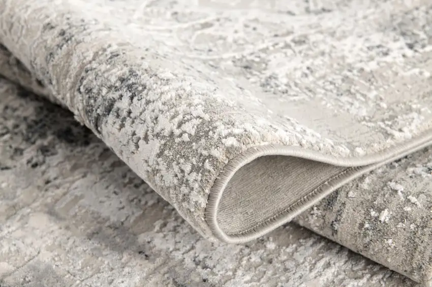 Gray and Ivory Abstract Distressed Area Rug Photo 6