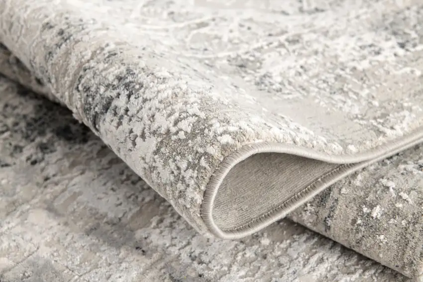 Gray and Ivory Abstract Distressed Area Rug Photo 6
