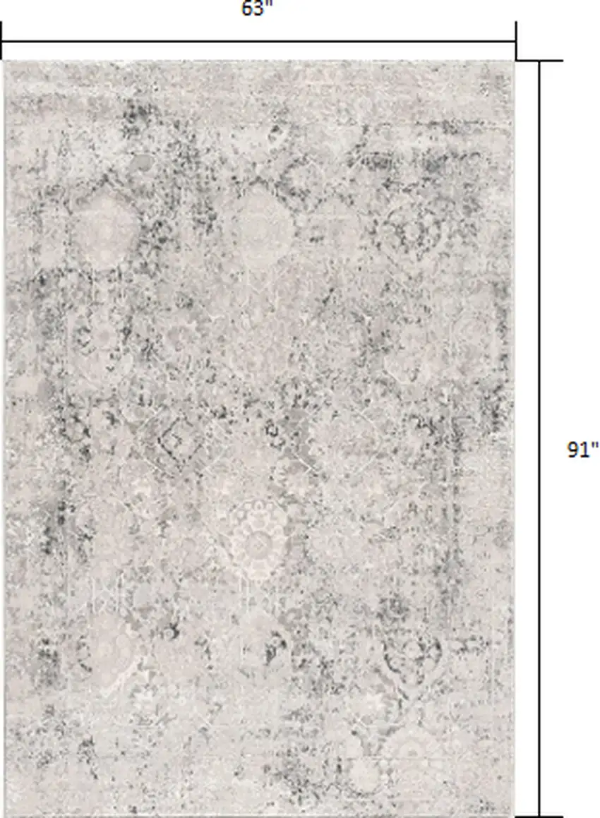 Gray and Ivory Abstract Distressed Area Rug Photo 2