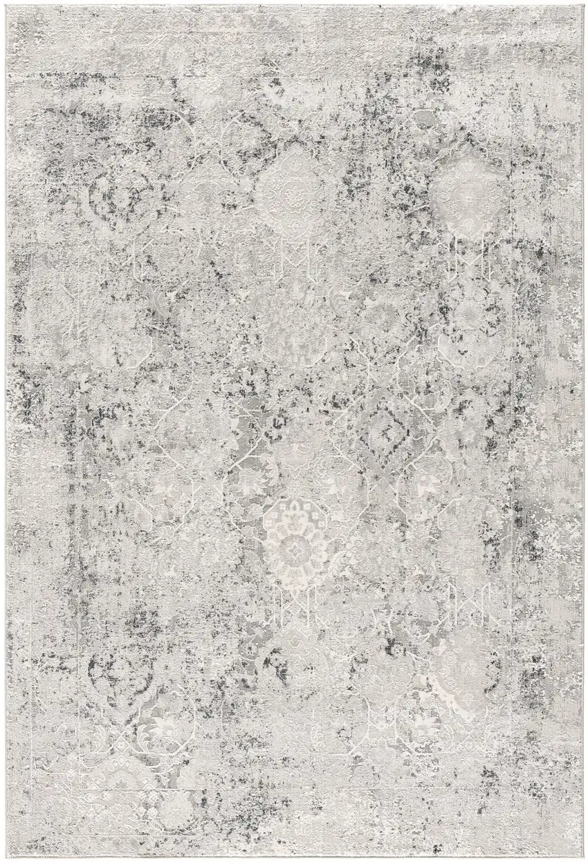 Gray and Ivory Abstract Area Rug Photo 3
