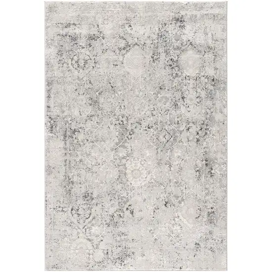 Gray and Ivory Abstract Area Rug Photo 3
