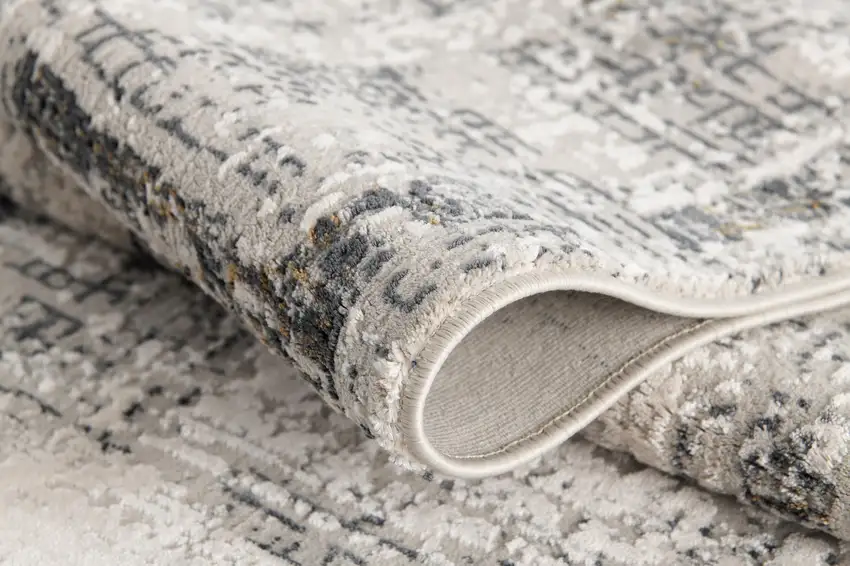 Gray and Ivory Abstract Distressed Area Rug Photo 8