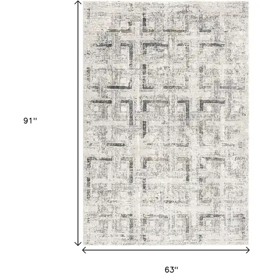 Gray and Ivory Abstract Power Loom Area Rug Photo 3