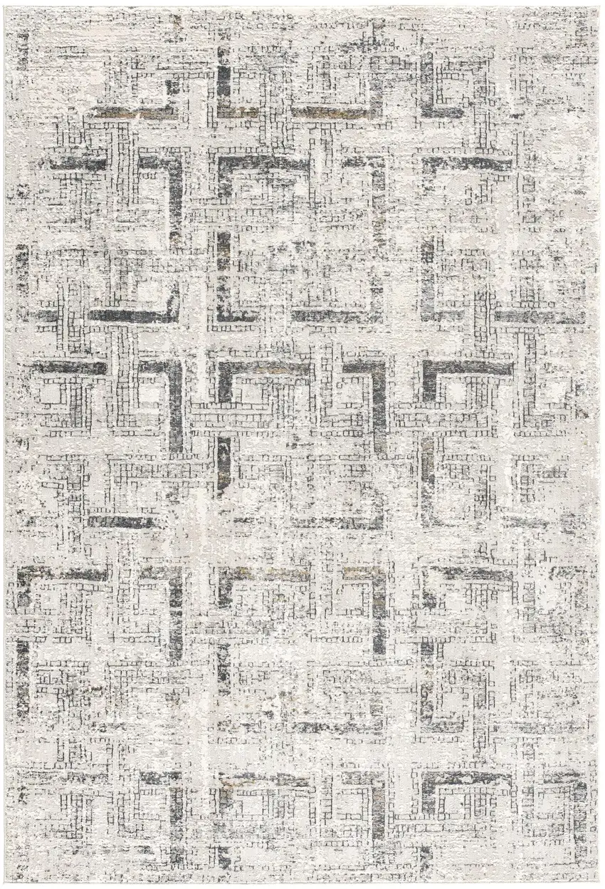Gray and Ivory Abstract Distressed Area Rug Photo 4