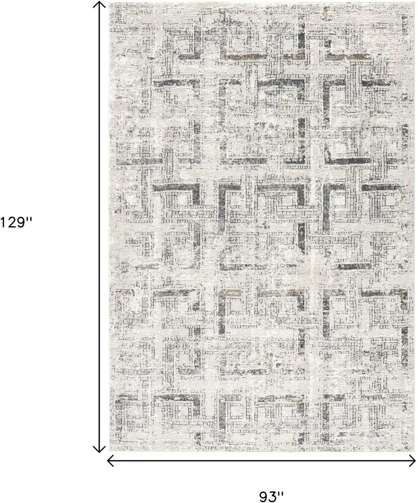 Gray and Ivory Abstract Power Loom Area Rug Photo 3