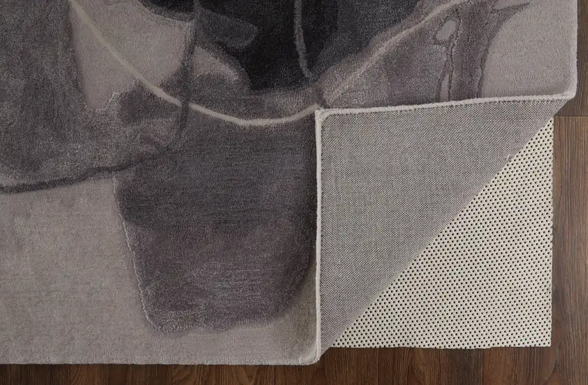 Gray and Ivory Abstract Hand Tufted Area Rug Photo 7