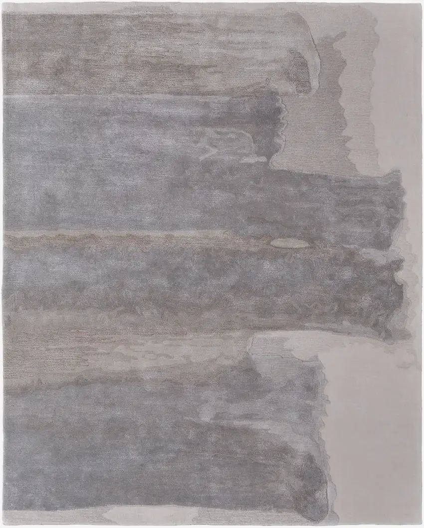 Gray and Ivory Abstract Hand Tufted Area Rug Photo 3