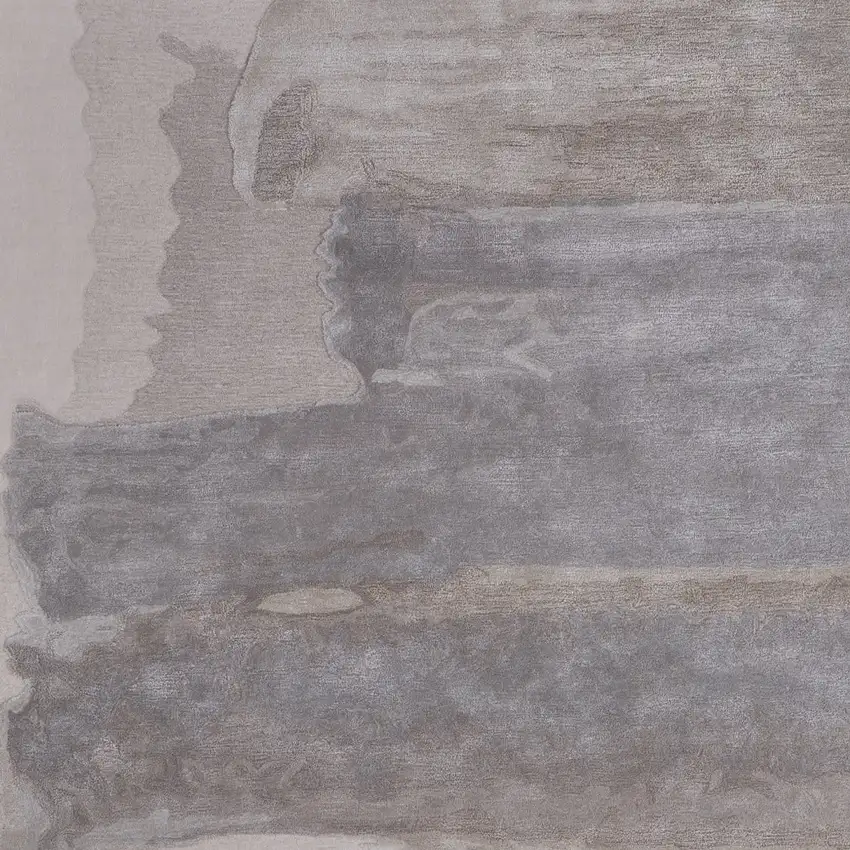 Gray and Ivory Abstract Hand Tufted Area Rug Photo 5