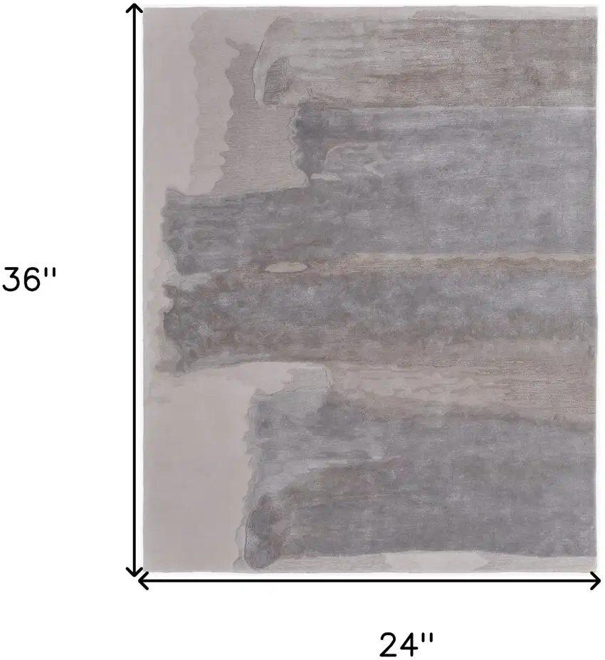 Gray and Ivory Abstract Hand Tufted Area Rug Photo 3