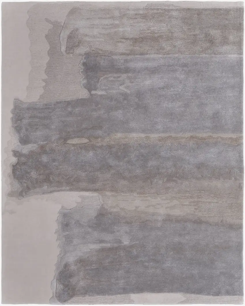 Gray and Ivory Abstract Hand Tufted Area Rug Photo 2