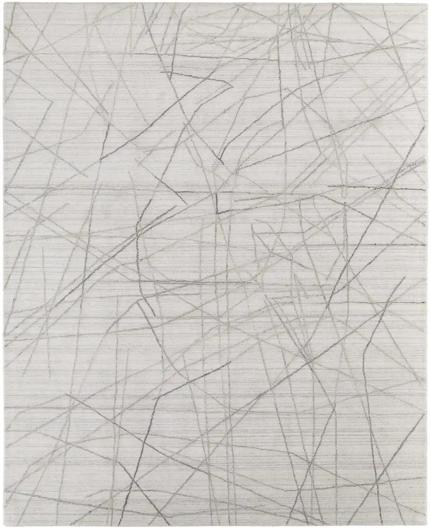 Gray and Ivory Abstract Hand Woven Area Rug Photo 2