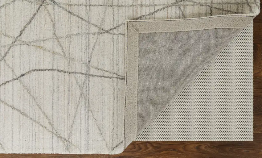 Gray and Ivory Abstract Hand Woven Area Rug Photo 9