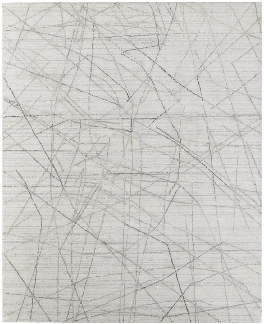 Gray and Ivory Abstract Hand Woven Area Rug Photo 6