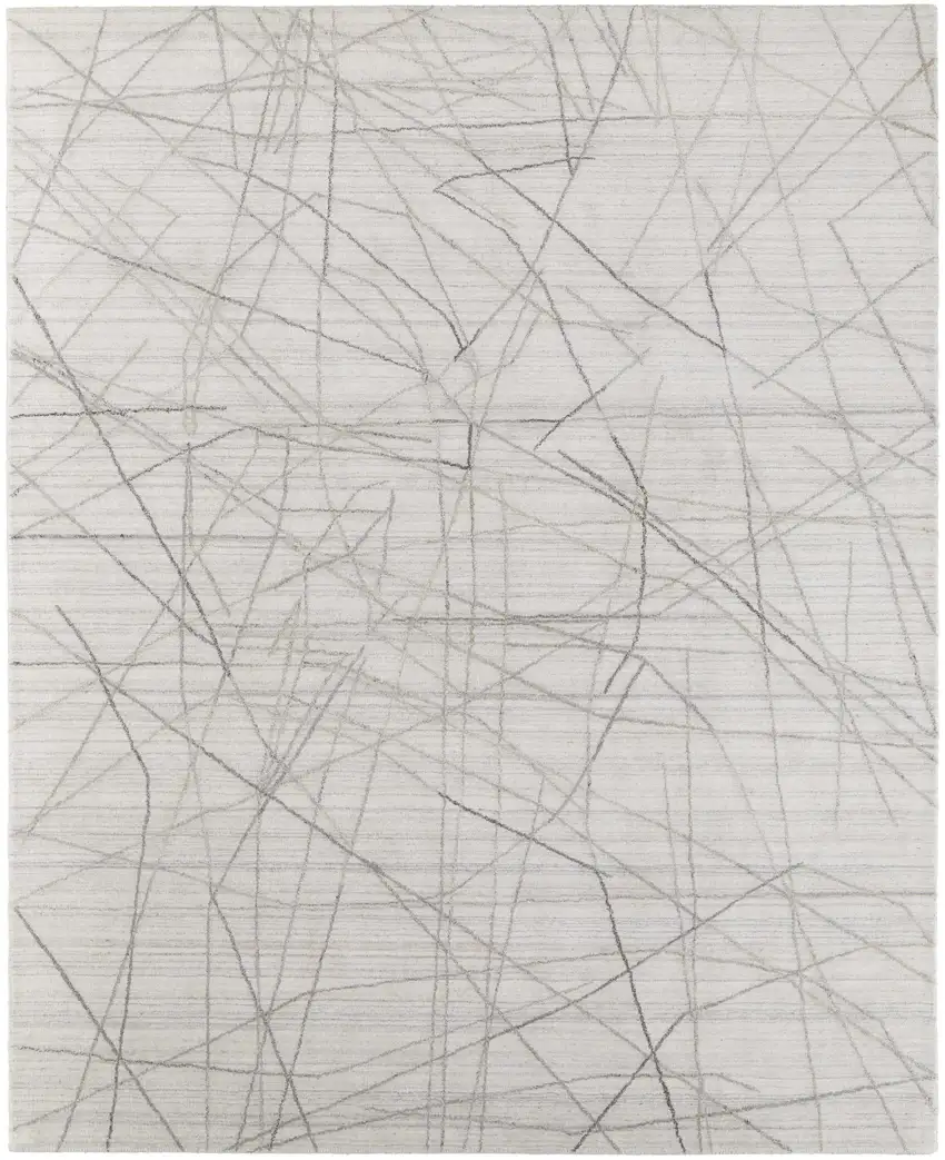 Gray and Ivory Abstract Hand Woven Area Rug Photo 8