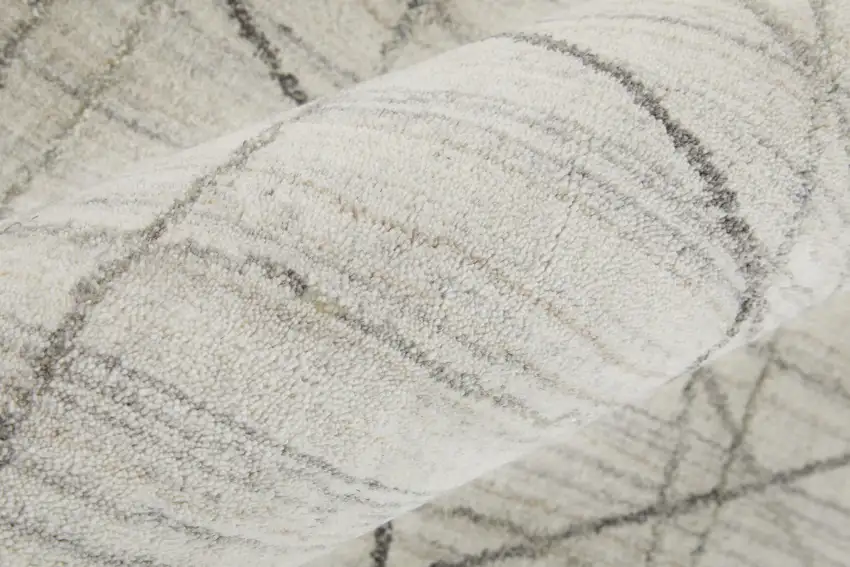 Gray and Ivory Abstract Hand Woven Area Rug Photo 9