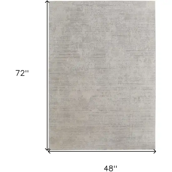 Gray and Ivory Abstract Hand Woven Worn Faded Area Rug Photo 3