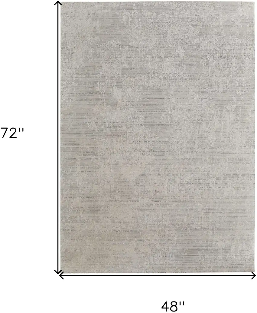 Gray and Ivory Abstract Hand Woven Worn Faded Area Rug Photo 3