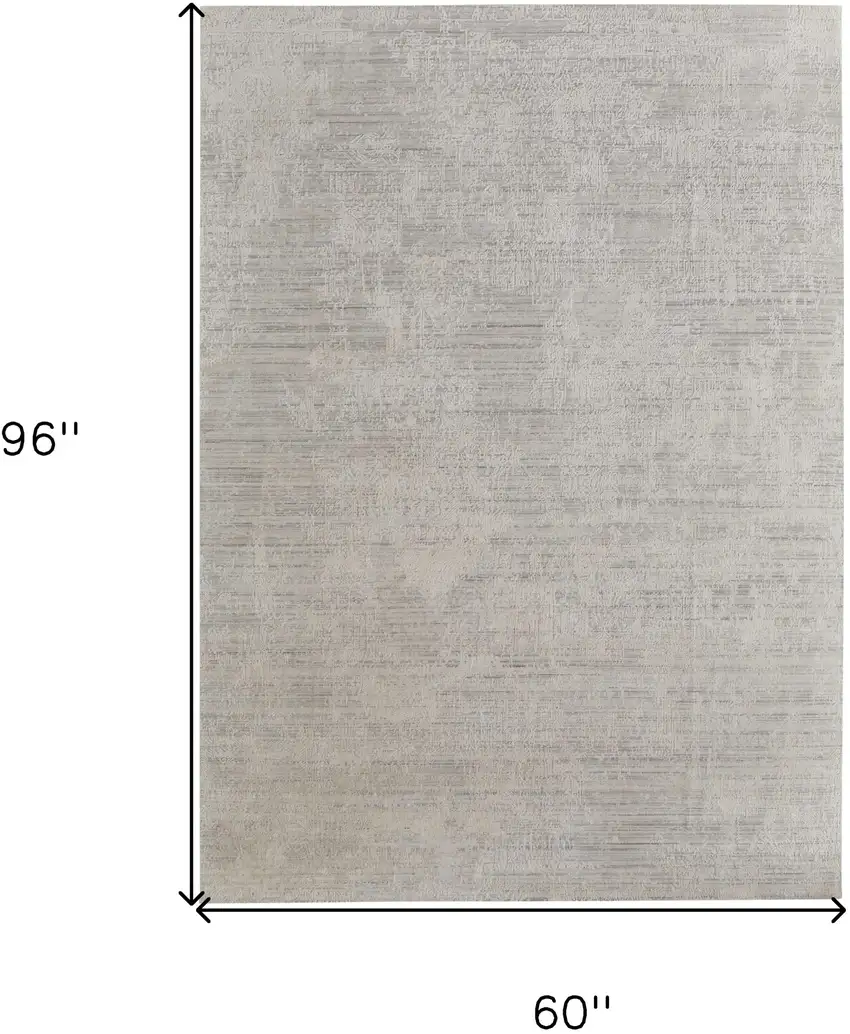 Gray and Ivory Abstract Hand Woven Worn Faded Area Rug Photo 3