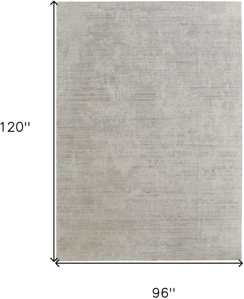 Gray and Ivory Abstract Hand Woven Worn Faded Area Rug Photo 3