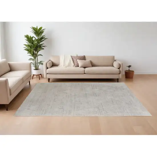 Gray and Ivory Abstract Hand Woven Worn Faded Area Rug Photo 1