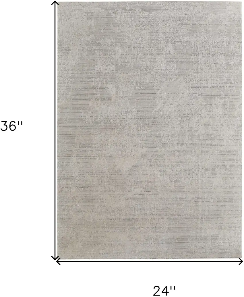 Gray and Ivory Abstract Hand Woven Worn Faded Area Rug Photo 3