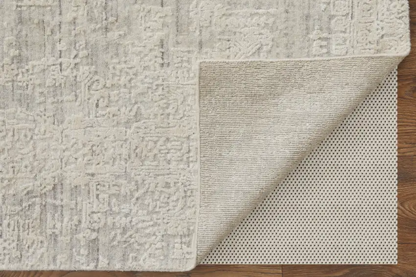 Gray and Ivory Abstract Hand Woven Worn Faded Area Rug Photo 6