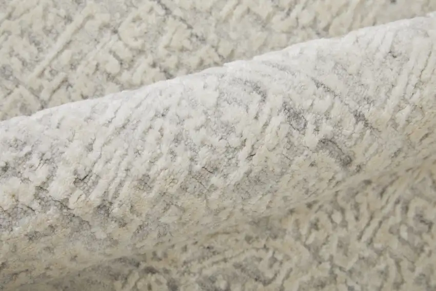 Gray and Ivory Abstract Hand Woven Worn Faded Area Rug Photo 9