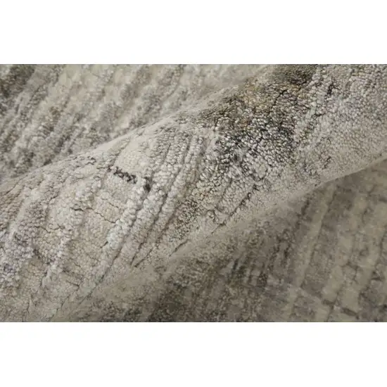 Gray and Ivory Abstract Hand Woven Worn Faded Area Rug Photo 8