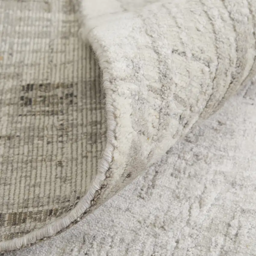 Gray and Ivory Abstract Hand Woven Worn Faded Area Rug Photo 9
