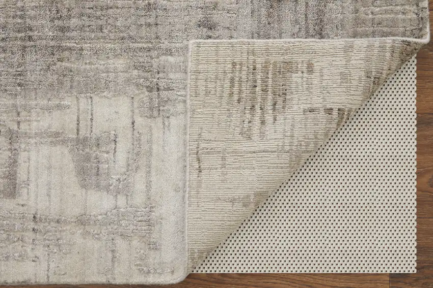 Gray and Ivory Abstract Hand Woven Worn Faded Area Rug Photo 4