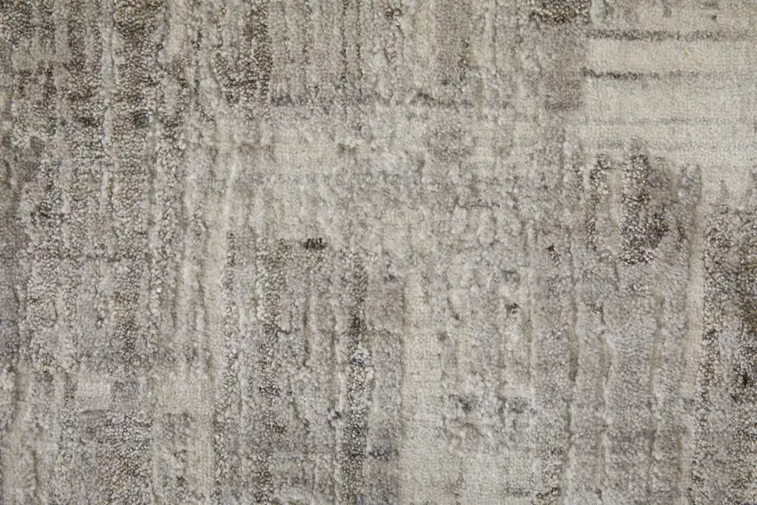 Gray and Ivory Abstract Hand Woven Worn Faded Area Rug Photo 9