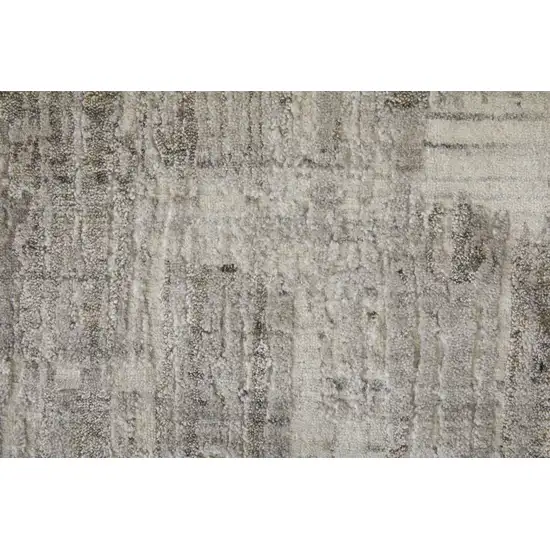 Gray and Ivory Abstract Hand Woven Worn Faded Area Rug Photo 9