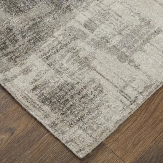 Gray and Ivory Abstract Hand Woven Worn Faded Area Rug Photo 8