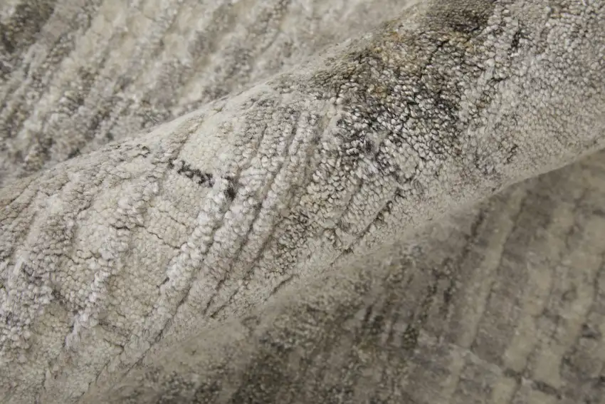 Gray and Ivory Abstract Hand Woven Worn Faded Area Rug Photo 6