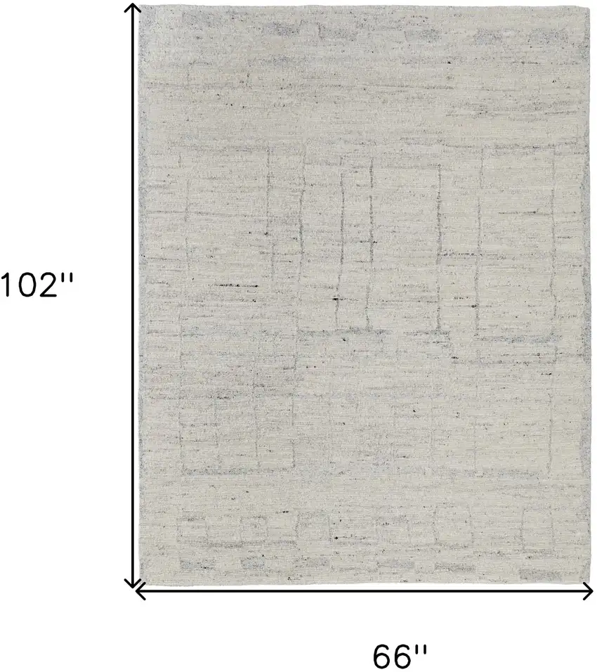 Gray and Ivory Abstract Hand Woven Worn Faded Area Rug Photo 3