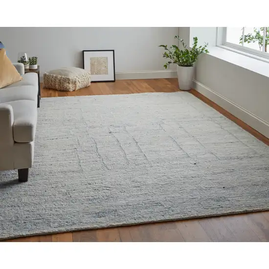 Gray and Ivory Abstract Hand Woven Worn Faded Area Rug Photo 9