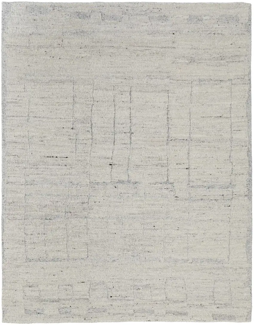 Gray and Ivory Abstract Hand Woven Worn Faded Area Rug Photo 4