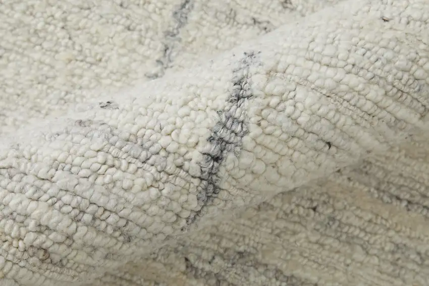 Gray and Ivory Abstract Hand Woven Worn Faded Area Rug Photo 9